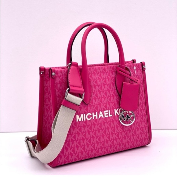 MICHAEL KORS MIRELLA SMALL SHOPPER TOTE CROSSBODY DRAGONFRUIT - Picture 11 of 12